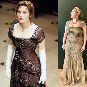 Adrianna Papell Cap Sleeve Bead Dress Champagne